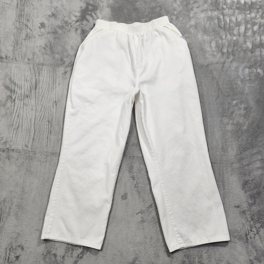 Vintage CHIC Pants Womens 12 White Pull On‎ Crop Capri Straight Stretch Casual